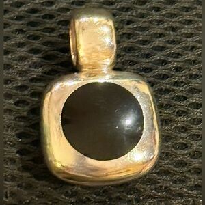 Vintage Southwestern Tribal Boho Chic Sterling Silver Black Onyx Inlay Pendant